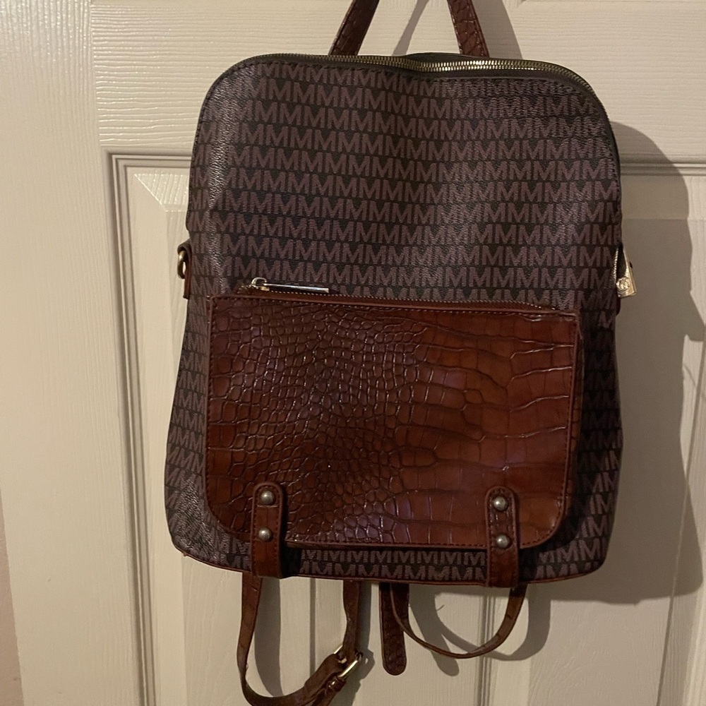 Brown Patterned Backpack - image 1
